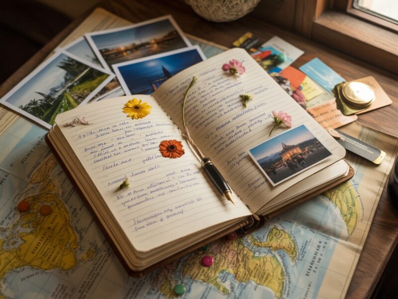 A travel journal used to indicate travel articles