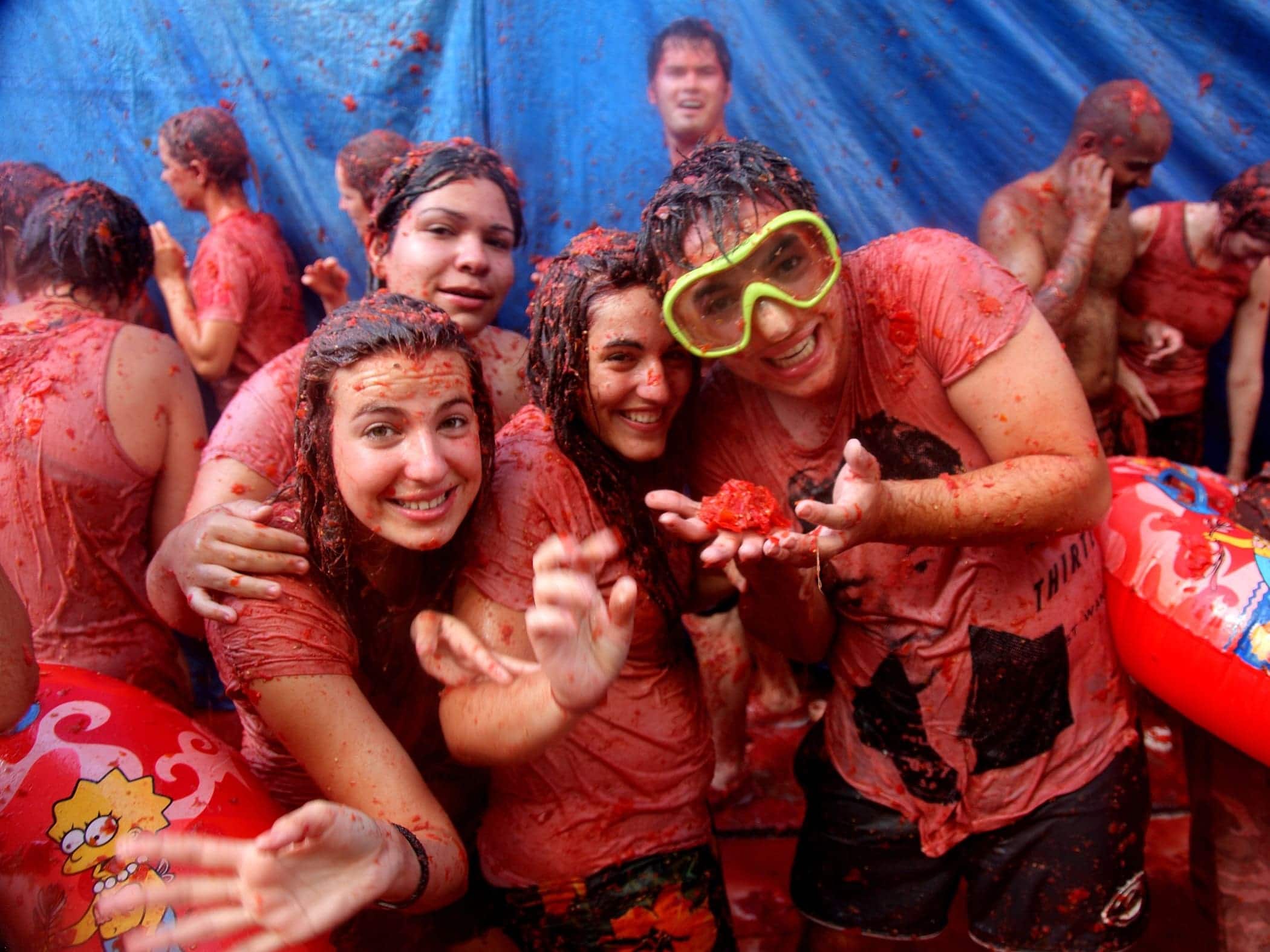 La Tomatina Spain Bunol - Image by flydime CC BY-SA 2.0 via Wikimedia Commons
