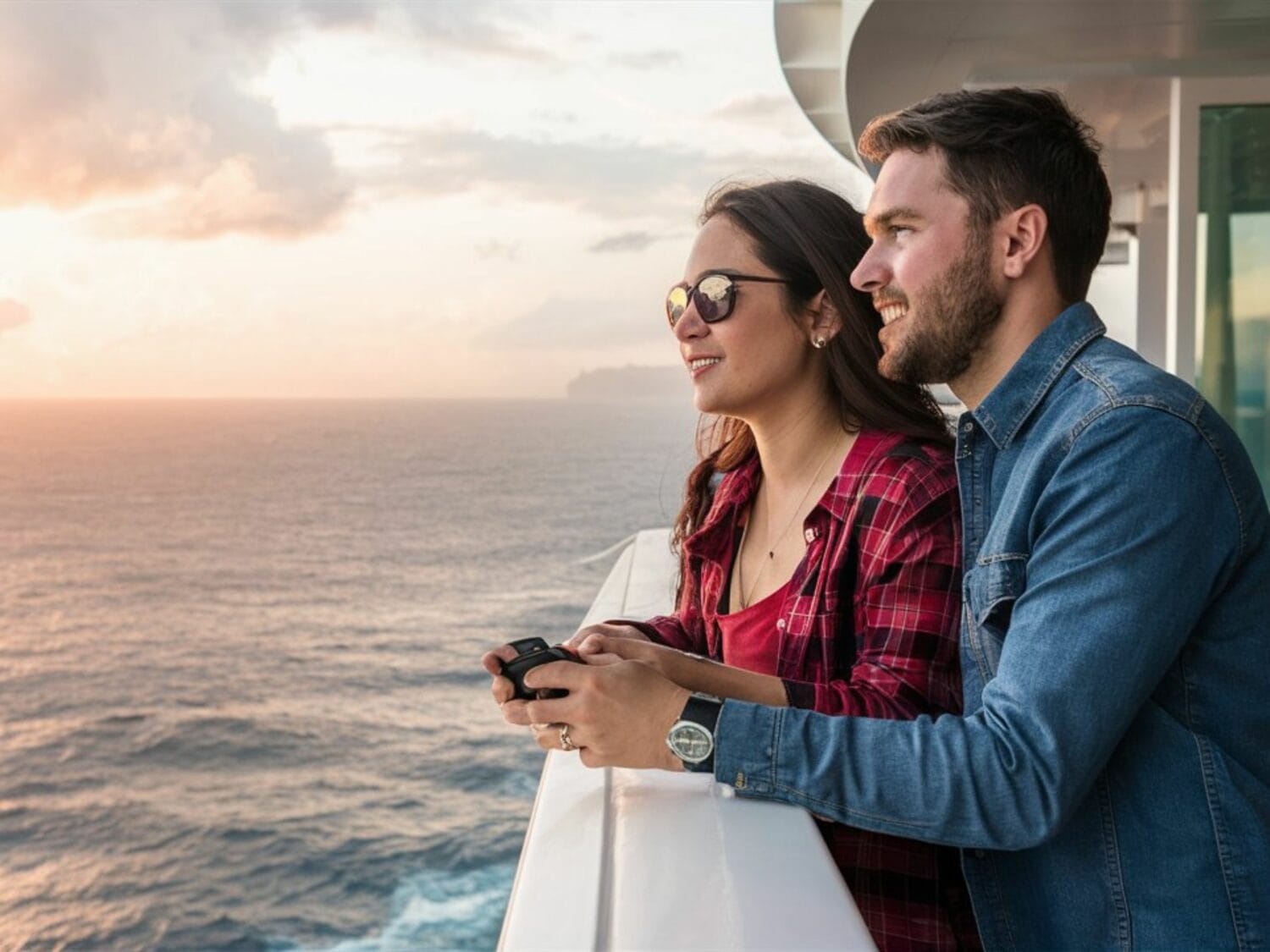 Millenial Couple of Balcony of Cruise Ship