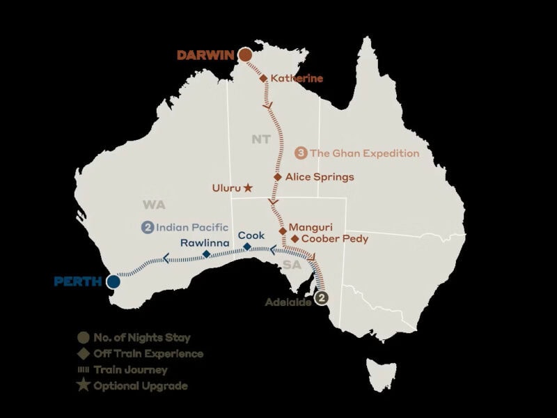 The Ghan Expedition and Indian Pacific to Perth